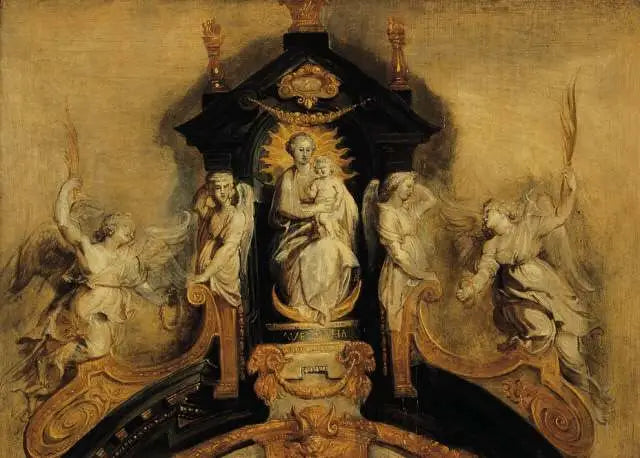 Projekti Antwerpenin Jesuiittien kirkon pääalttarikonseptiin (nykyinen Saint-Charles-Borromée) - Peter Paul Rubens