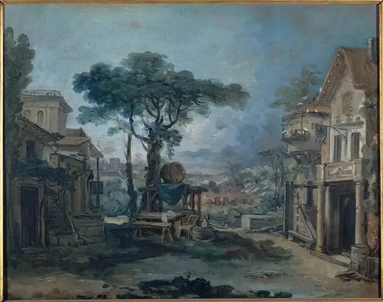 Näyttämösuunnitelma: kylän paikka - François Boucher