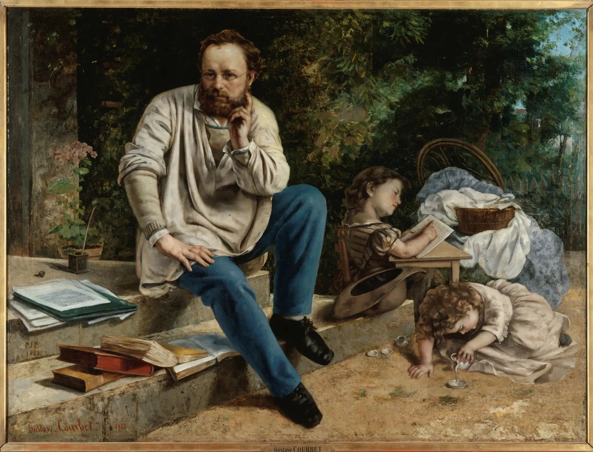 Proudhon et ses enfants - Gustave Courbet image 1 reproduction de peinture à l’huile