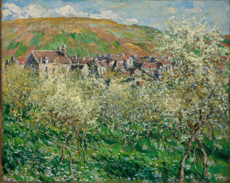Luumupuut kukkivat Vétheuil W520 - Claude Monet
