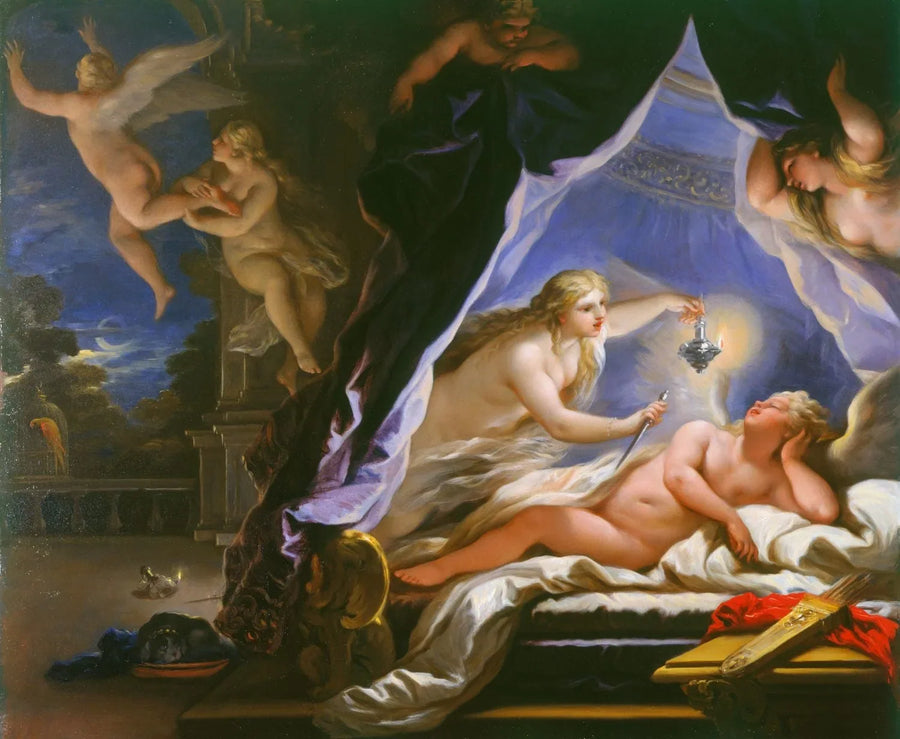 Psykée löytämässä nukkuvan Cupidon - Luca Giordano