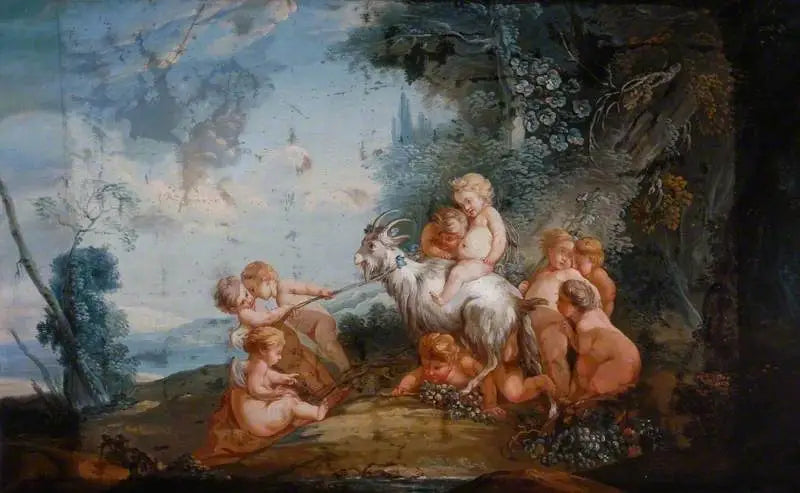 Putti ja vuohen kanssa maisemassa - François Boucher
