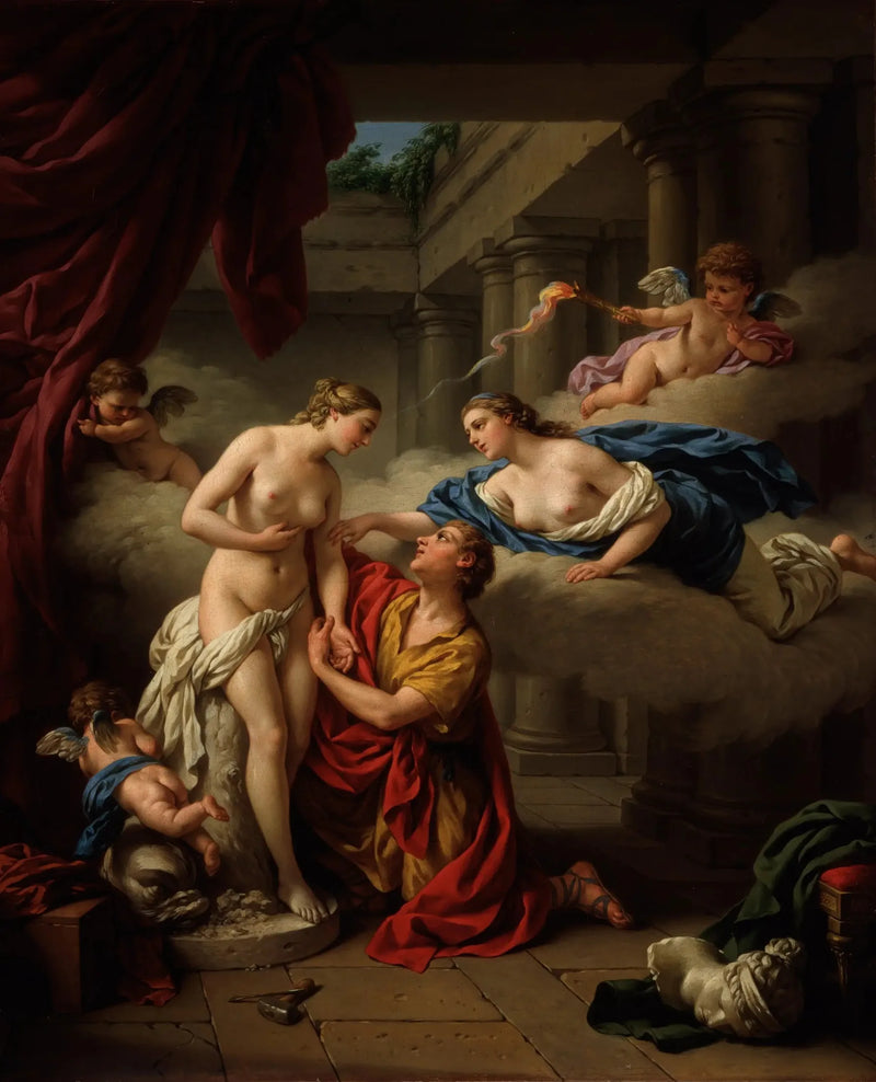 Pygmalion ja hänen patsaansa - Louis Jean François Lagrenée