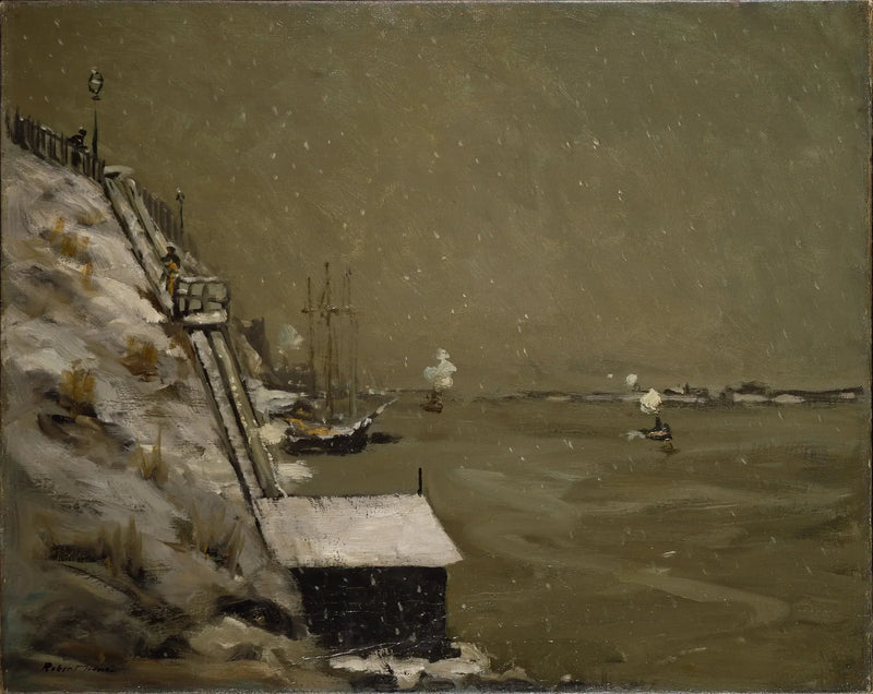 East Riverin laituri, talvi - Robert Henri