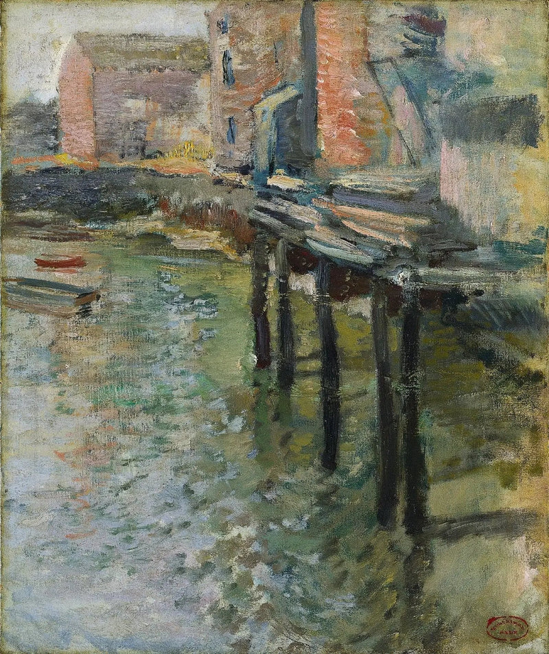 Quai désert (Le vieux moulin de Cos Cob) - John Henry Twachtman