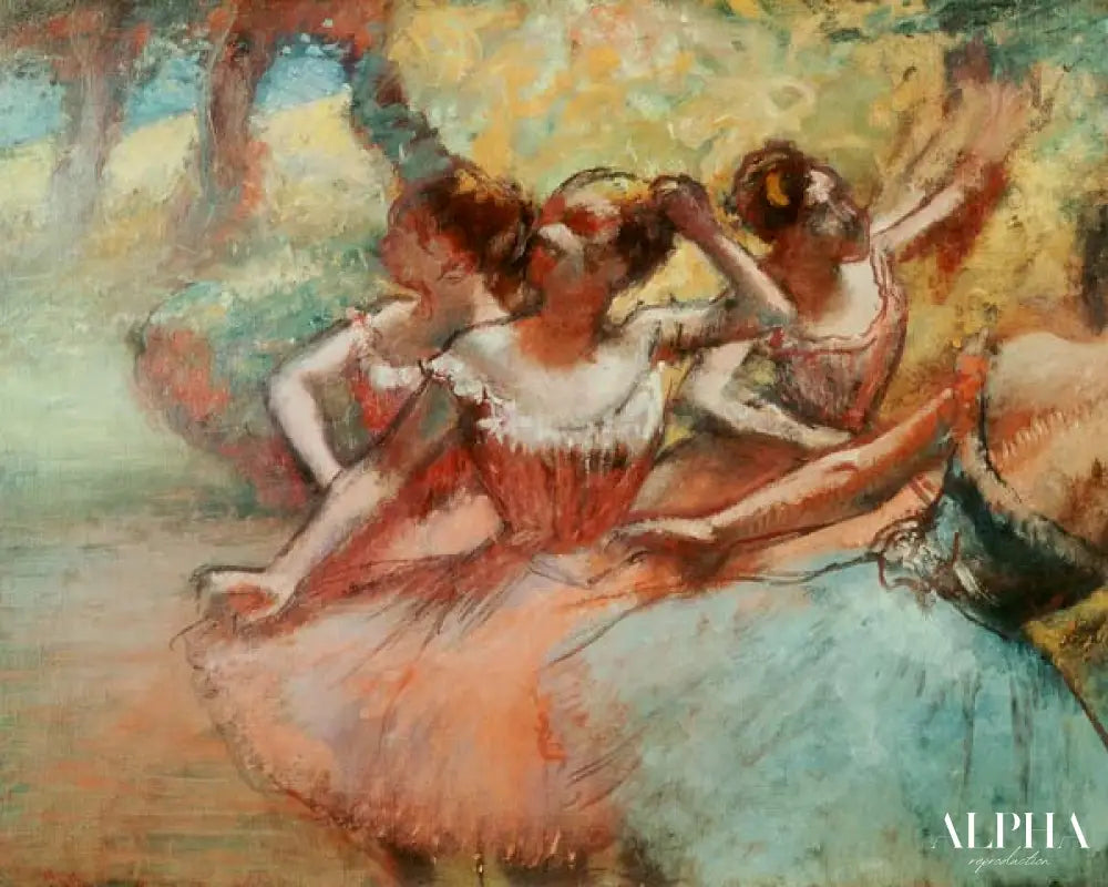 Quatre ballerines sur la scène - Edgar Degas - Reproductions de tableaux et peintures haut de gamme