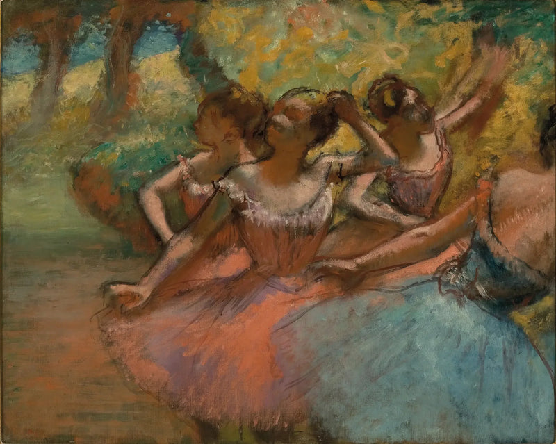 Neljä balettitanssijaa lavalla - Edgar Degas