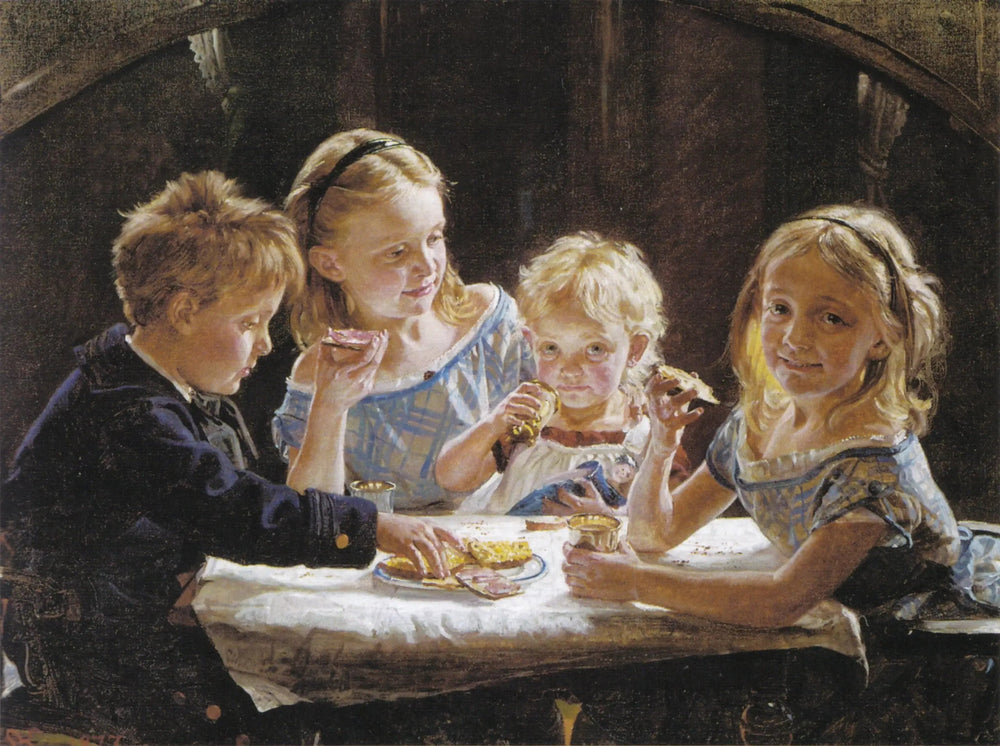 Quatre enfants en train de déjeuner. - Peder Severin Krøyer - Alpha Reproduction