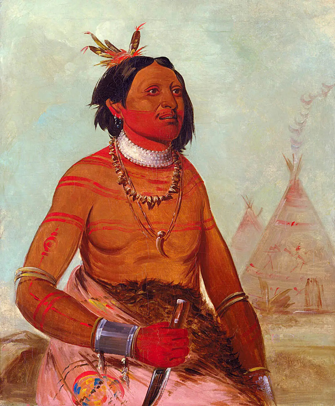 Quáy-hám-kay, Stone Shell, un courageux - George Catlin image 1 copie peinte à la main à l’huile