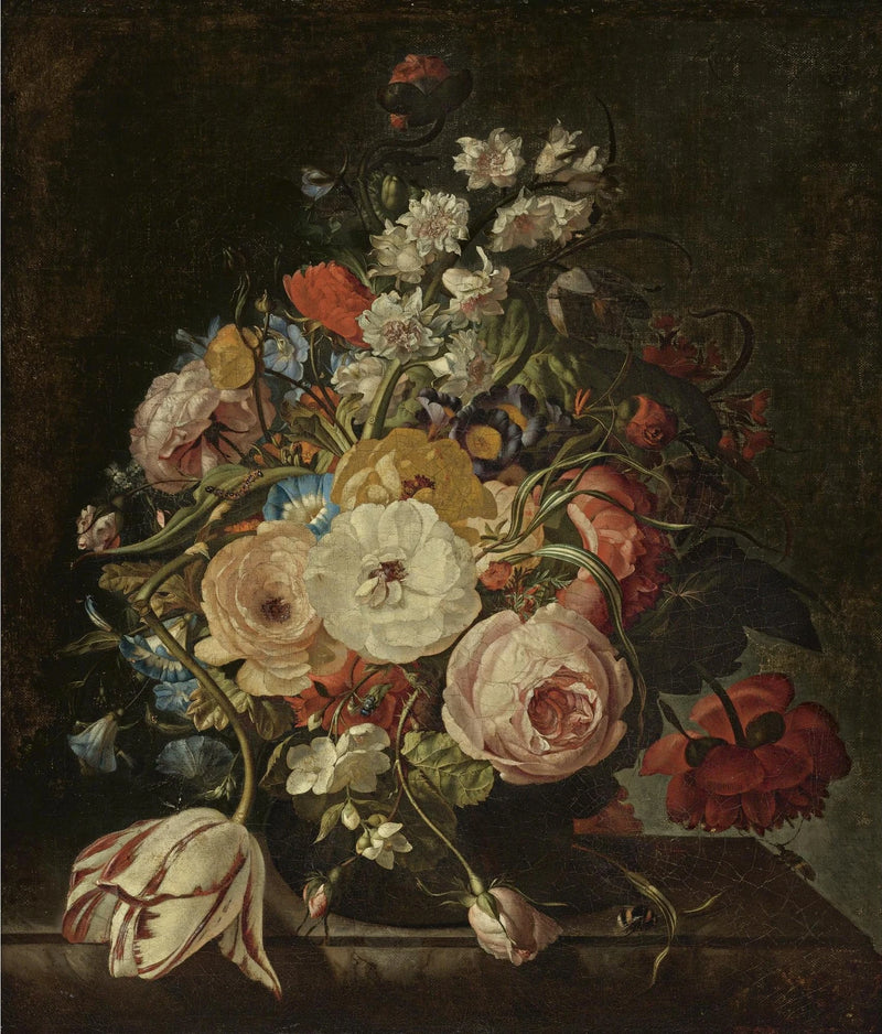 Bouquet de fleurs dans un vase en verre - Rachel Ruysch
