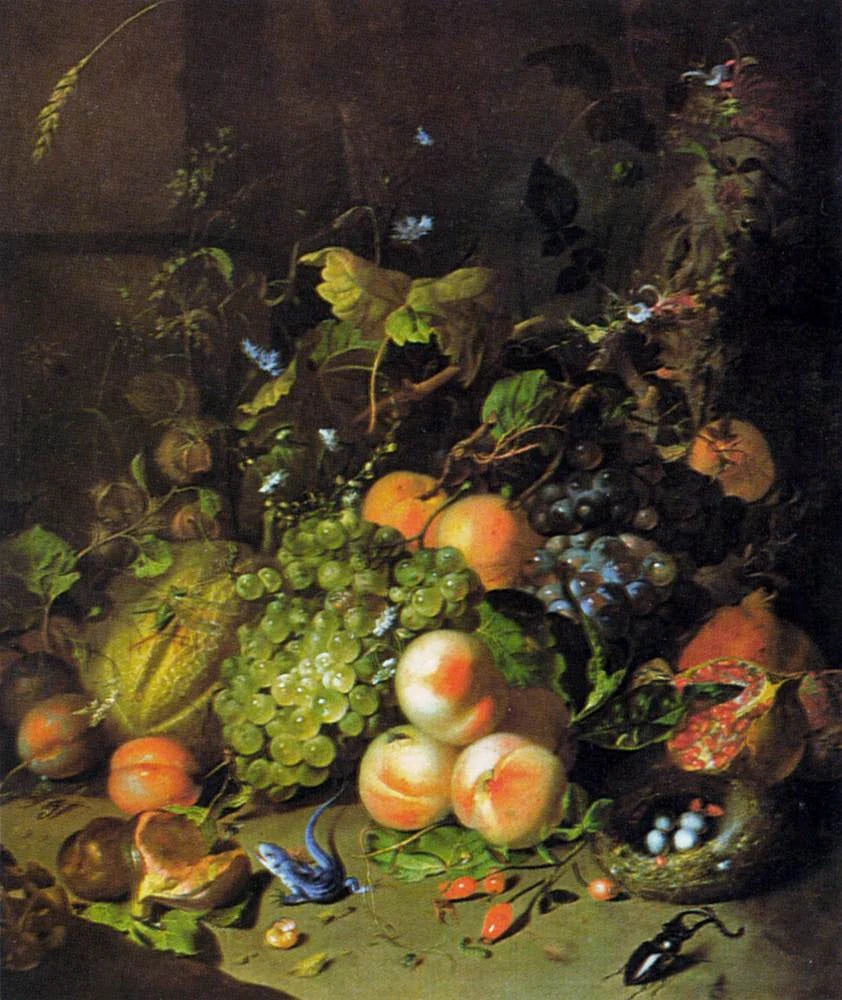 Nature morte florale — collection non précisée, peinture de Rachel Ruysch