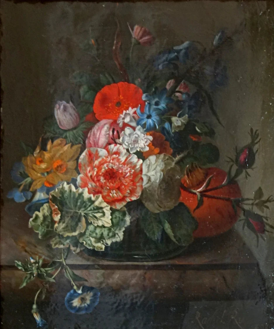 Fleurs et fruits sur une tablette — Lille, peinture de Rachel Ruysch