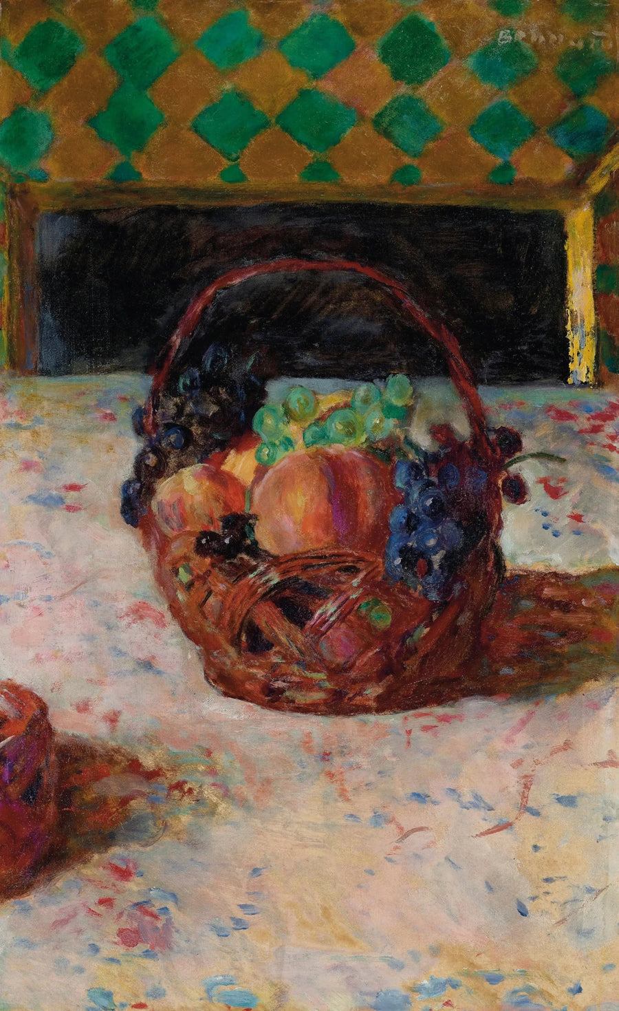 Mustat viinirypäleet ja persikat - Pierre Bonnard