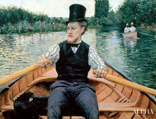 Rameur avec chapeau haut de forme - Caillebotte - Reproductions de tableaux et peintures haut de gamme