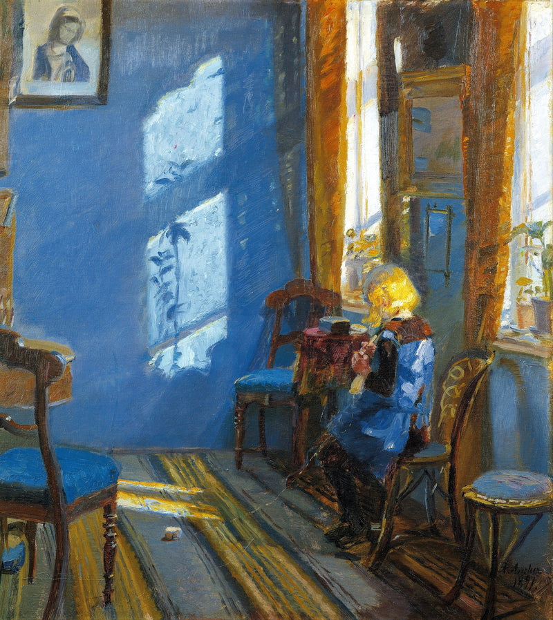 Auringonsäde sinisessä huoneessa - Anna Ancher