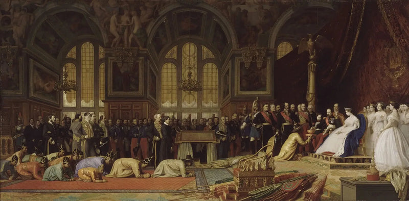 Siamilaisten suurlähettiläiden vastaanotto keisari Napoleon III:n toimesta Fontainebleaun palatsissa, 27. kesäkuuta 1861 - Jean-Léon Gérôme