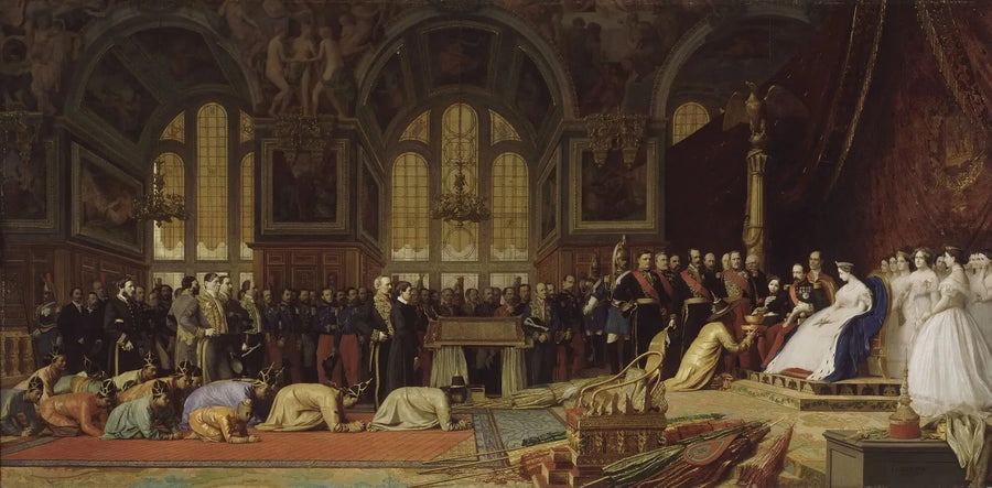 Siamilaisten suurlähettiläiden vastaanotto keisari Napoleon III:n toimesta Fontainebleaun palatsissa, 27. kesäkuuta 1861 - Jean-Léon Gérôme