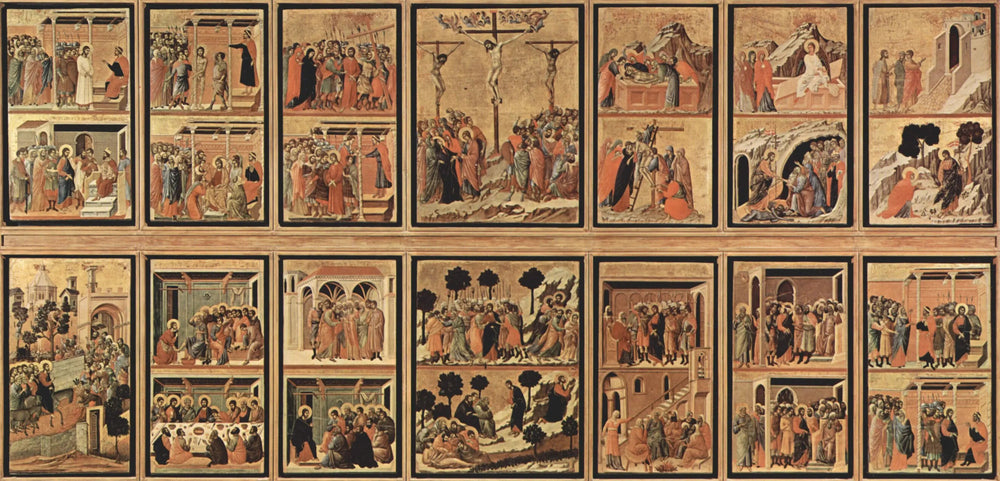 Reconfiguration du dos du retable de la Maesta de Sienne - Duccio di Buoninsegna image 1 copie peinte à la main à l’huile