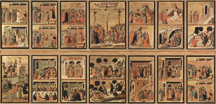 Siennese Maesta-retabelin selän uudelleenmuokkaus - Duccio di Buoninsegna