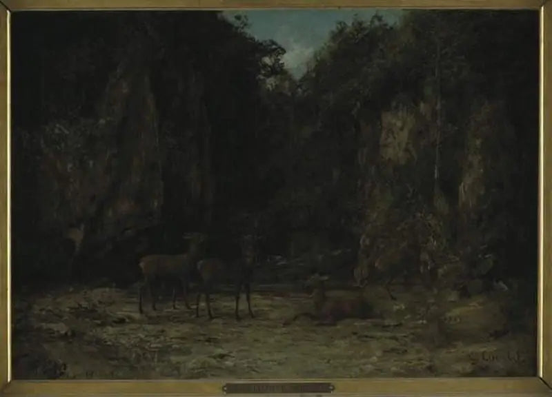 Hirvien palautus auringonlaskussa - Gustave Courbet