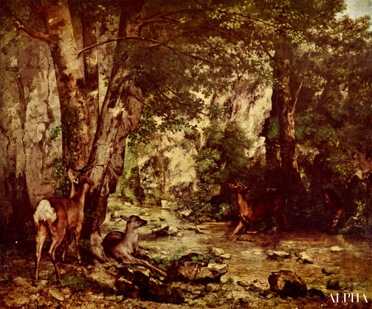 Remise de chevreuils au ruisseau de plaisir fontaine - Gustave Courbet - Reproductions de tableaux et peintures haut de gamme