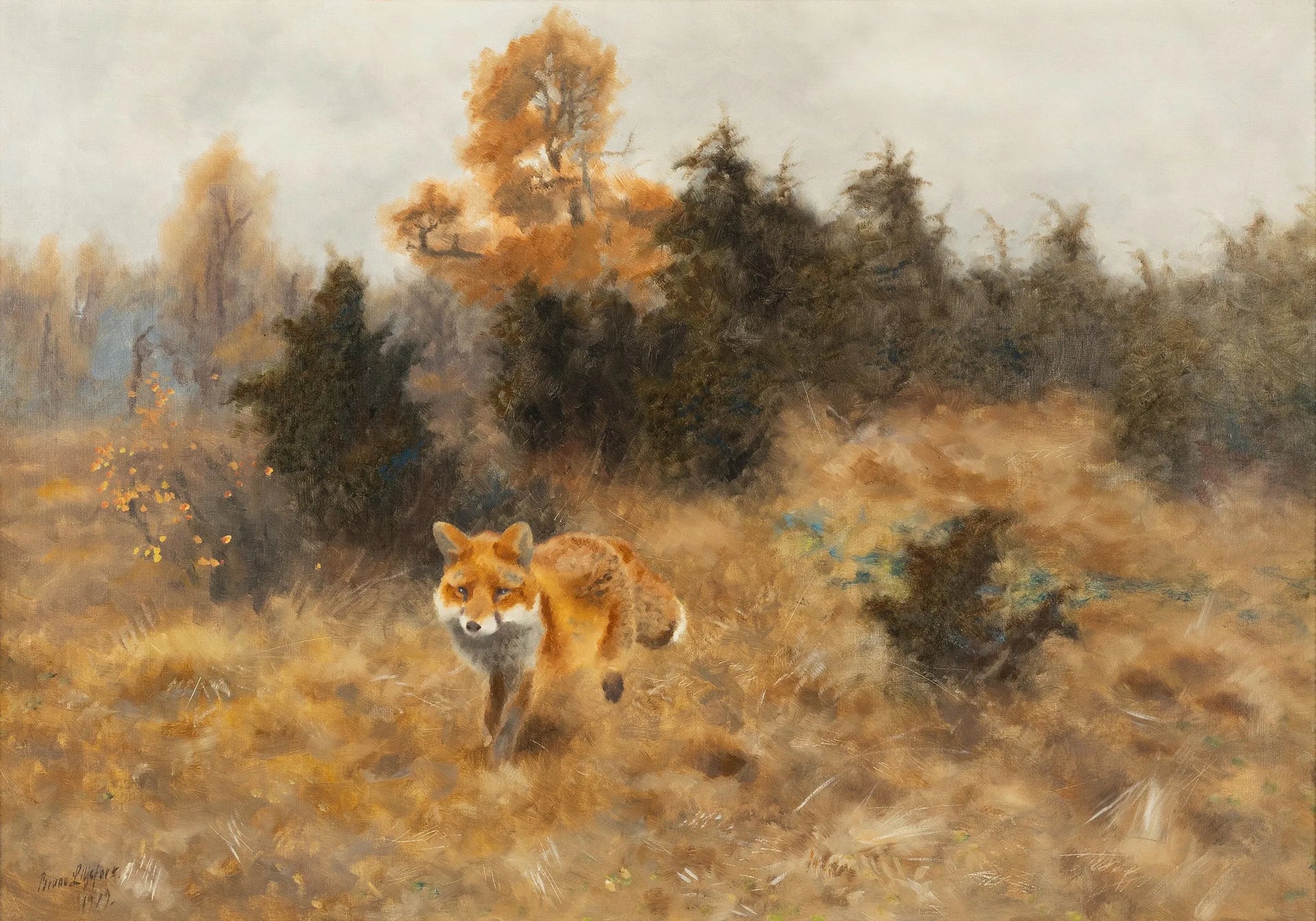 Renard dans un paysage d'automne - Bruno Liljefors image 1 tableau peint à l’huile sur toile
