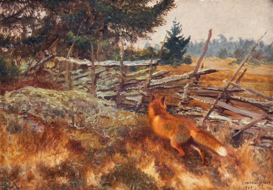 Kettu pyöreän aidan lähellä - Bruno Liljefors