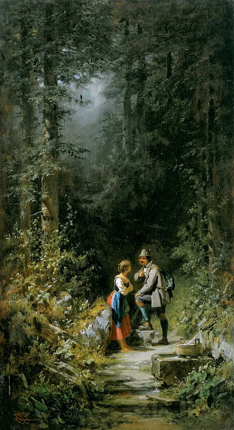 Kohtaaminen metsässä - Carl Spitzweg