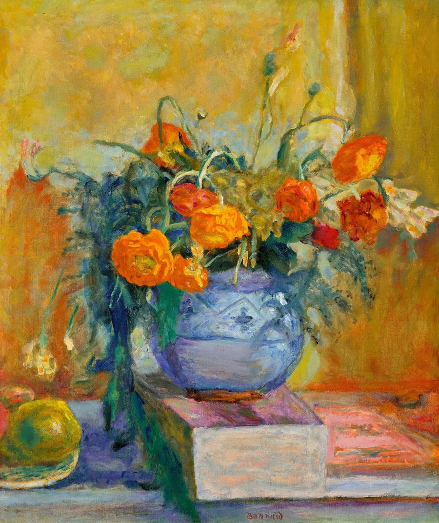 Sinivihreä maljakko ja renonkulet - Pierre Bonnard