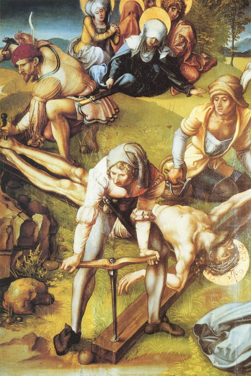Mater Dolorosa -alttaritaulu, kohtaus: Kristus naulittuna ristiin - Albrecht Dürer