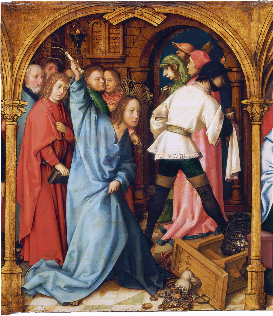Frankfurtin dominikaaninen alttari: Temppelin puhdistus - Hans Holbein vanhempi
