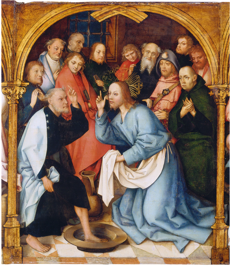 Frankfurtin dominikaaninen alttari: Kristus pesee Pyhän Pietarin jalkoja - Hans Holbein vanhempi