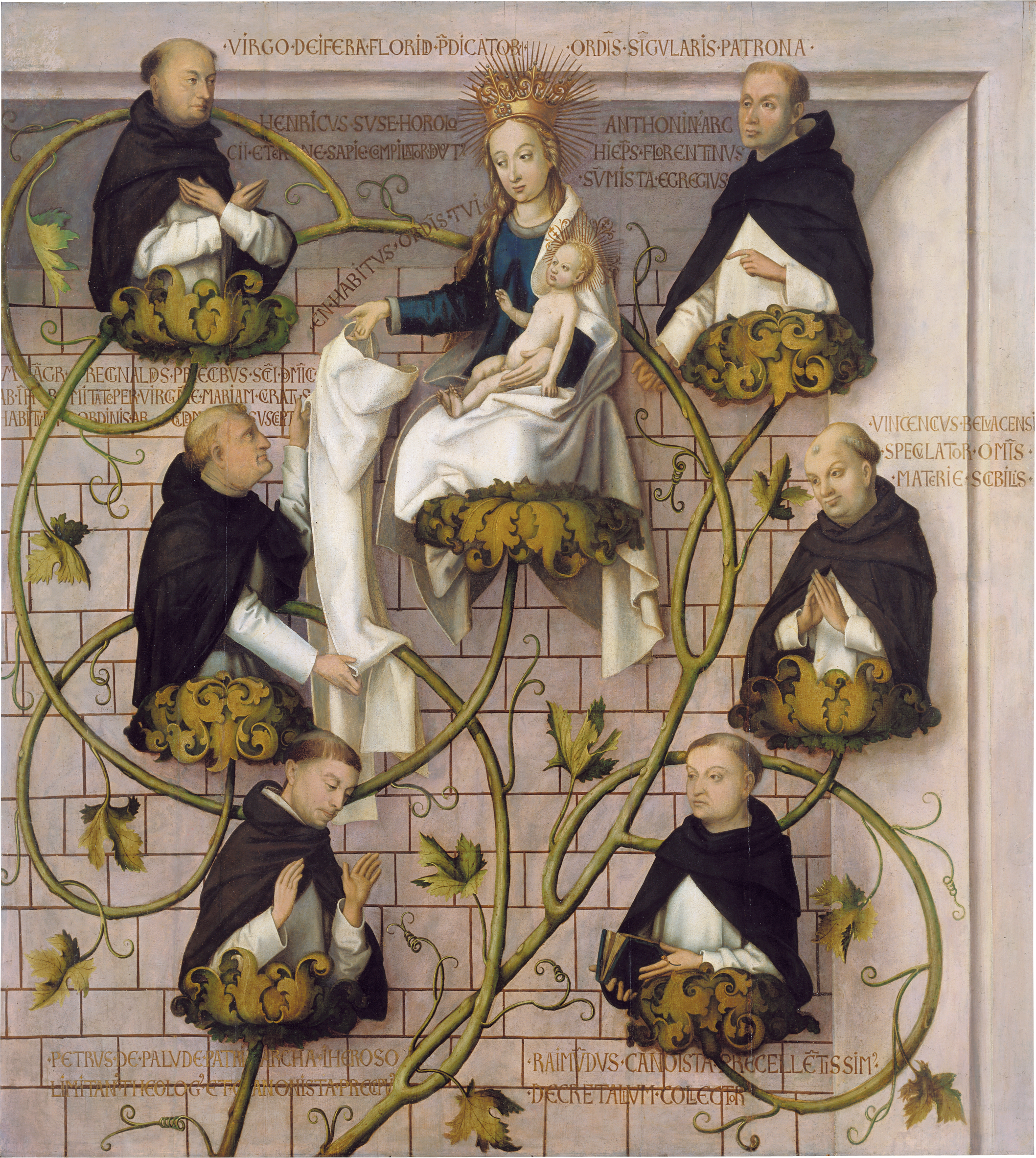 Retable dominicain de Francfort : Lignée de l’ordre dominicain (partie supérieure) - Hans Holbein the Elder image 1 tableau peint à l’huile sur toile
