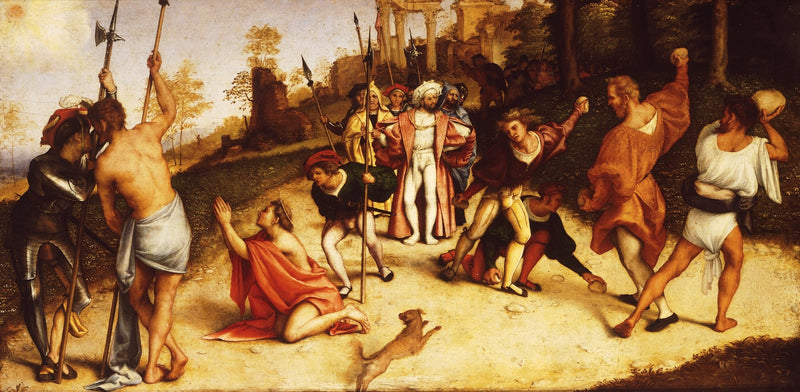 Marttyyrin Saint Étienne -taulun yläpuoli, jaon Martinengo -Lorenzo Lotto