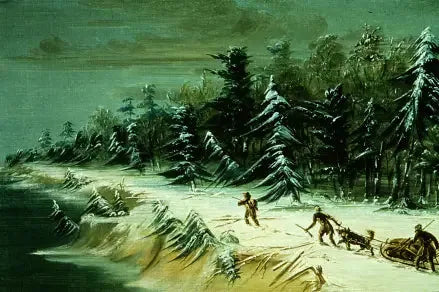 Paluu Fort Frontenaciin rekikelluvalla. Helmikuu 1679 - George Catlin