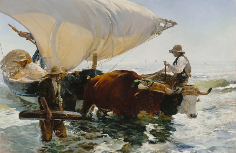 Kalastuksen paluu: veneen vetäminen - Joaquín Sorolla