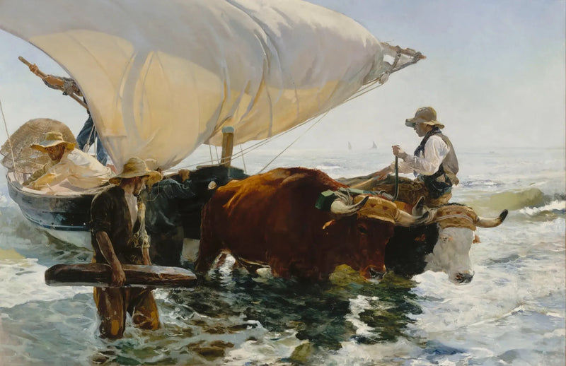 Kalastuksen paluu: veneen vetäminen - Joaquín Sorolla