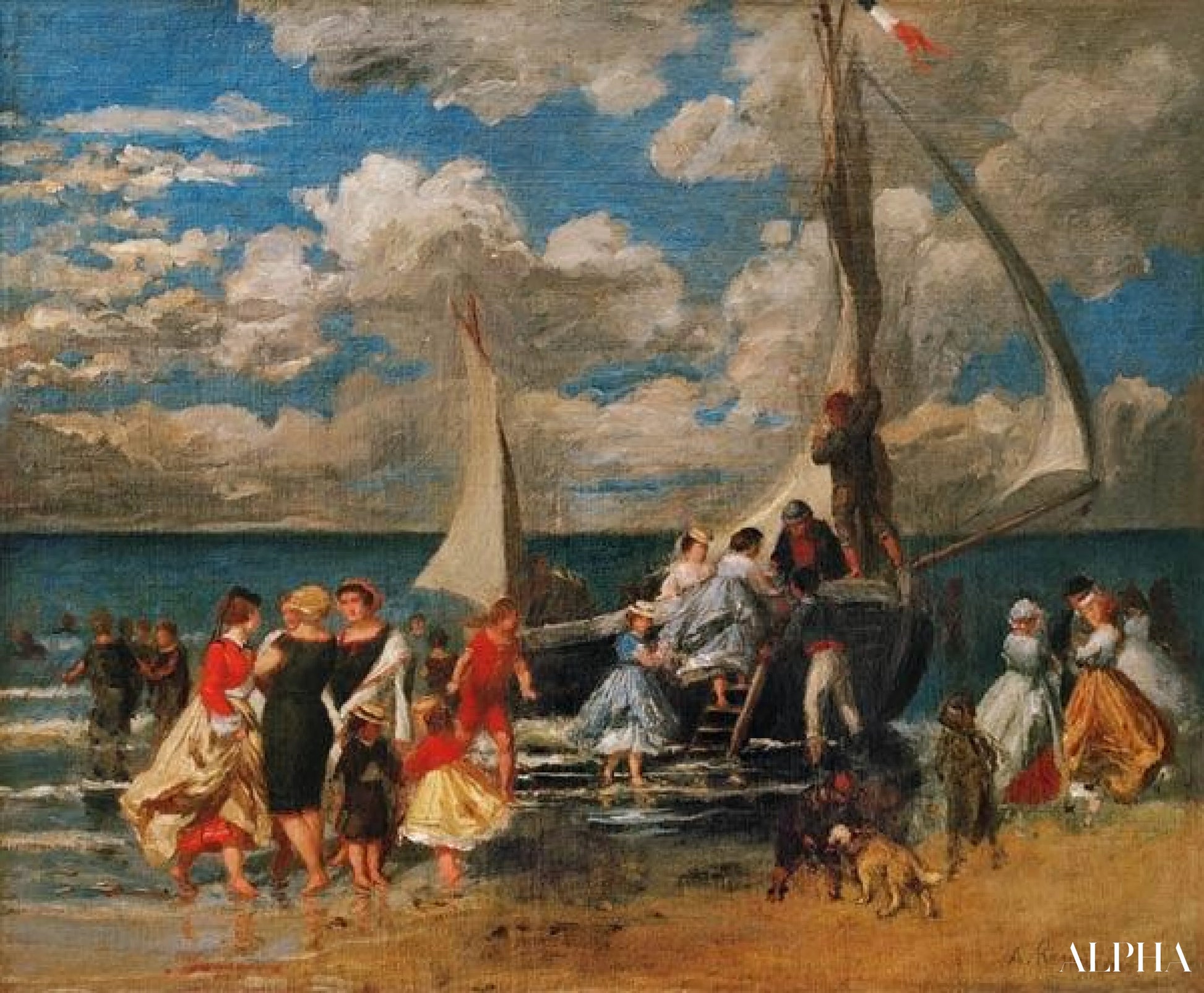 "Kokous veneen ympärillä 1862 - Pierre-Auguste Renoir - Korkealaatuiset taulujen ja maalauksien reproduktiot"
