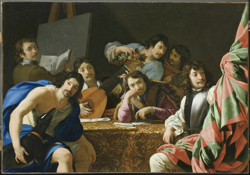 Ystävien kokoontuminen - Eustache Le Sueur