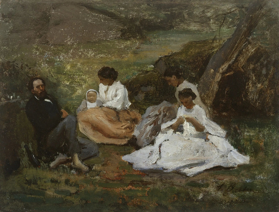 Perhekokous Bourron-Marlotteissa (Théodore de Banville Fontainebleaun metsässä) - Jules Breton