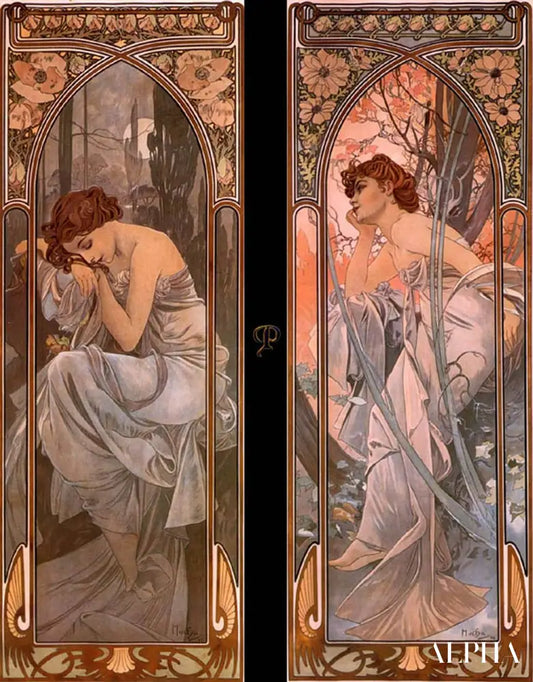 Rêverie du soir (sommeil nocturne) - Mucha - Reproductions de tableaux et peintures haut de gamme