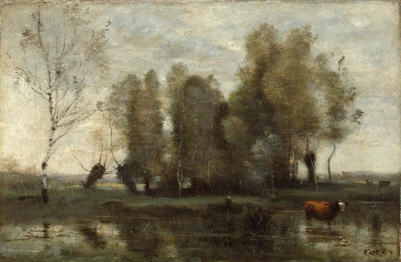 Puiden verho marjassa - Jean-Baptiste Camille Corot
