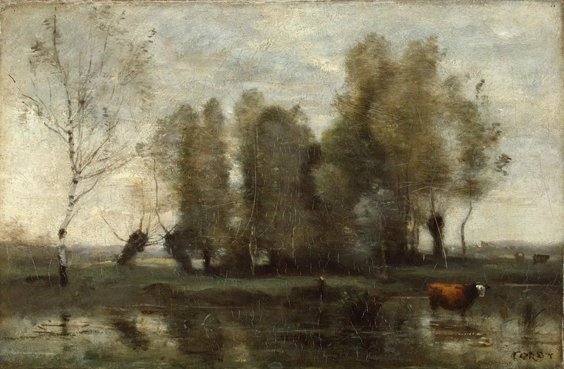 Puiden verho marjassa - Jean-Baptiste Camille Corot