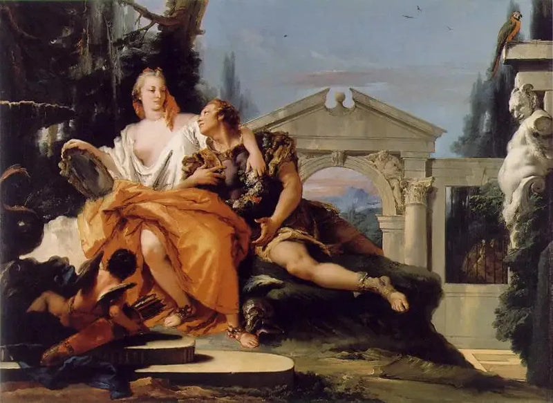 Rinaldo viehättää Armidan lumoissa - Giovanni Battista Tiepolo