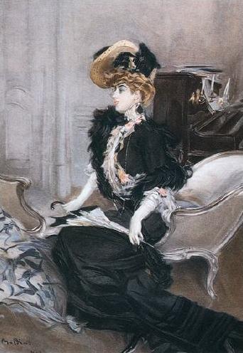 Ritratto di signora con ombrellino bianco - Giovanni Boldini image 1 copie de tableau peinte à la main