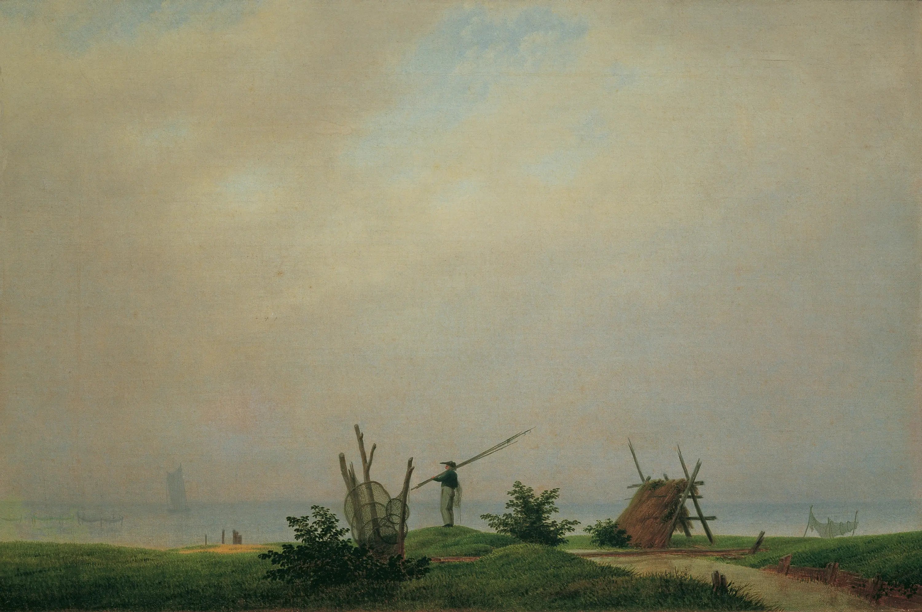 Reproduction du tableau « Rivage avec pêcheur - Caspar David Friedrich » par Alpha Reproduction en peinture à l’huile