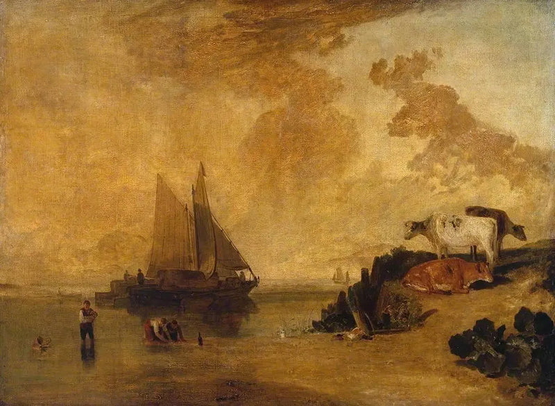 Joki maisema karjan kanssa - J. M. W. Turner