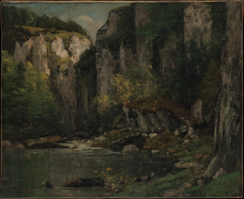 Joki ja kalliot - Gustave Courbet