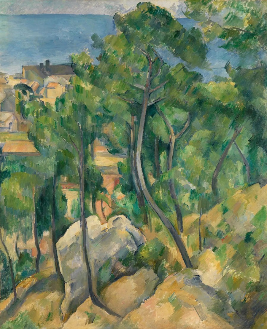 Kalliot, männyt ja meri Estaque'ssa - Paul Cézanne