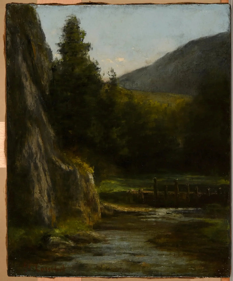 Rochers, kuuset, puro - Gustave Courbet